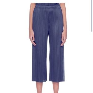 Navy Pleats Please Monthly Colors, 3/4 length straight leg pants